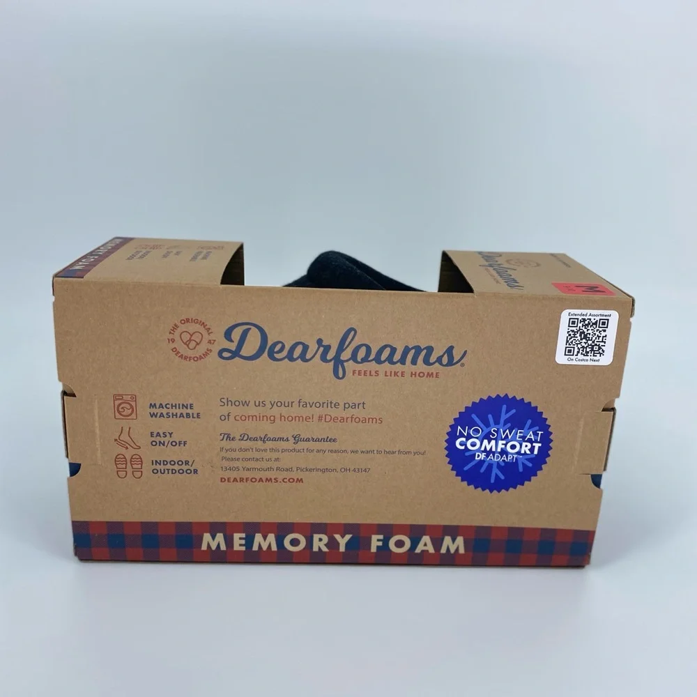 Dearfoams Memory Foam no sweat wool blend rubber bottom slip on slippers gift